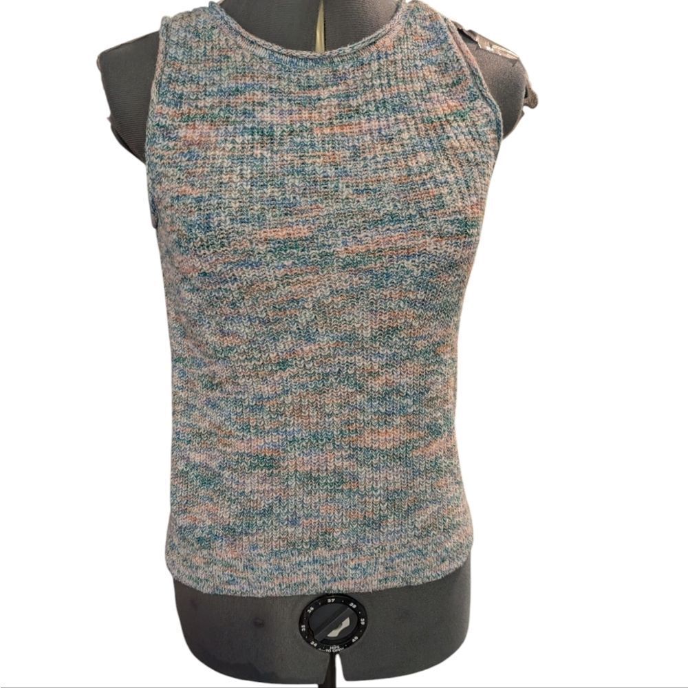 Ann Taylor LOFT Pastel Rainbow‎ Knit Sleeveless Sweater Size Small Petite